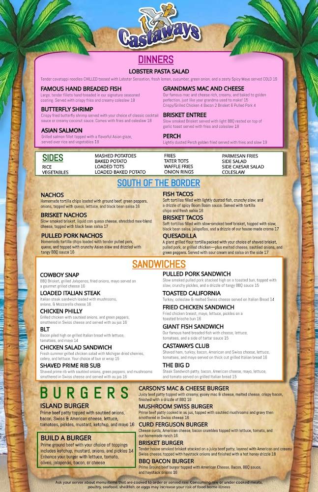 Castaways - Menu Scan 1